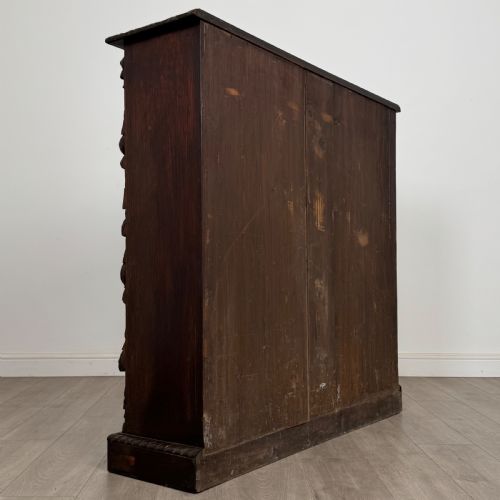 ANTIQUE 19TH CENTURY VICTORIAN CARVED OPEN BOOKCASE IN OAK - ADDITIONAL PHOTO 4