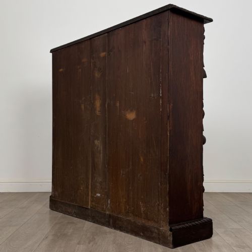ANTIQUE 19TH CENTURY VICTORIAN CARVED OPEN BOOKCASE IN OAK - ADDITIONAL PHOTO 6