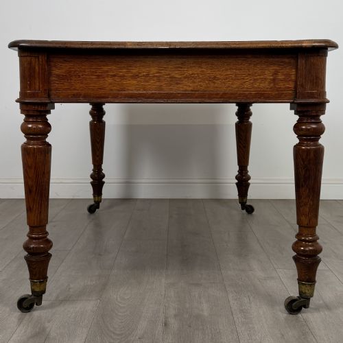 ANTIQUE 19TH CENTURY LARGE PARTNERS WRITING TABLE IN GOLDEN OAK - ADDITIONAL PHOTO 6