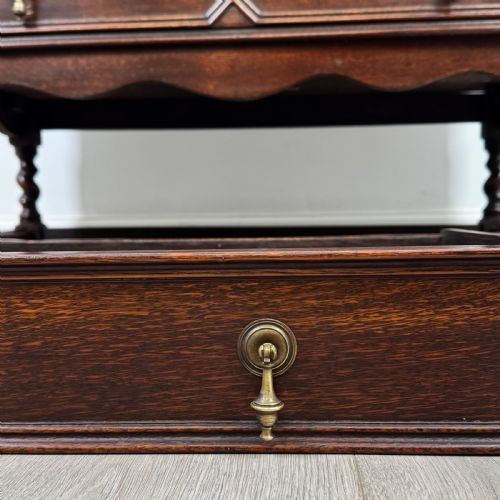 ANTIQUE 20TH CENTURY JACOBEAN STYLE BUREAU IN OAK - ADDITIONAL PHOTO 12