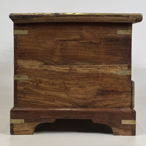 ANTIQUE 20TH CENTURY BRASS INLAID FITTED STORAGE CHEST - ADDITIONAL PHOTO 6