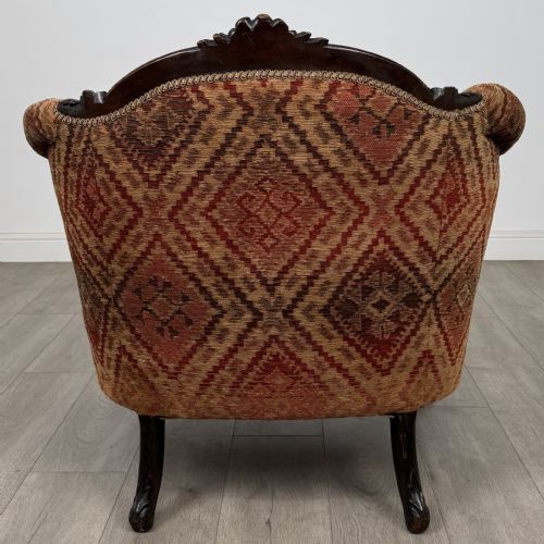 ANTIQUE 19TH CENTURY VICTORIAN ARMCHAIR IN ROSEWOOD - ADDITIONAL PHOTO 4