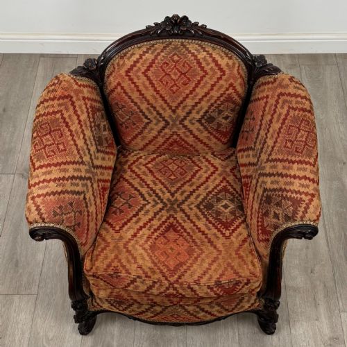 ANTIQUE 19TH CENTURY VICTORIAN ARMCHAIR IN ROSEWOOD - ADDITIONAL PHOTO 12