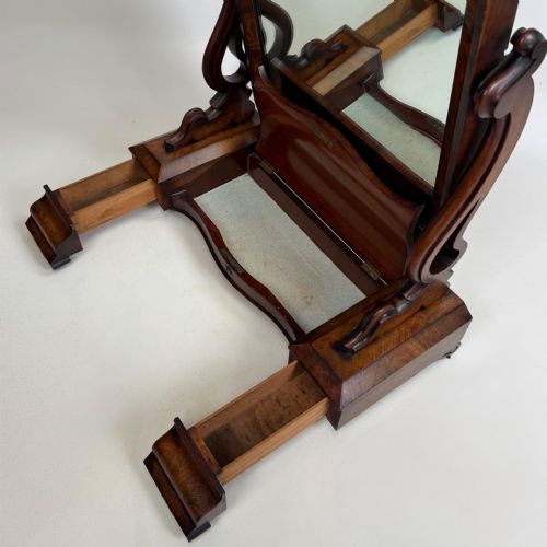ANTIQUE 19TH CENTURY VICTORIAN DRESSING MIRROR IN MAHOGANY - ADDITIONAL PHOTO 14