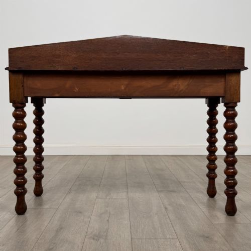 ANTIQUE 19TH CENTURY BOBBIN TURNED VICTORIAN WRITING TABLE IN OAK - ADDITIONAL PHOTO 5