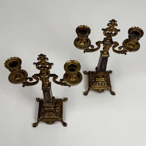 ANTIQUE 19TH CENTURY FRENCH PAIR OF BRASS CANDELABRA - ADDITIONAL PHOTO 7