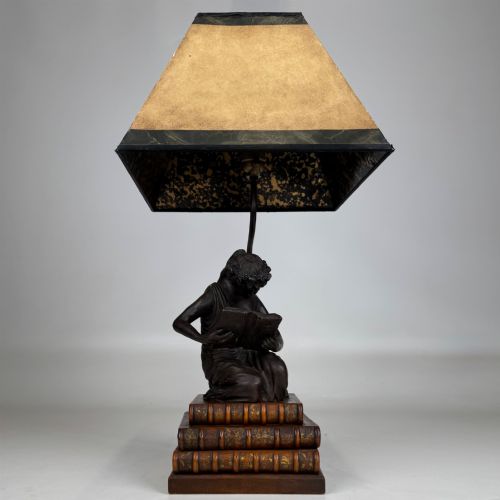 ANTIQUE 19TH CENTURY DECORATIVE BRONZE TABLE LAMP - ADDITIONAL PHOTO 1