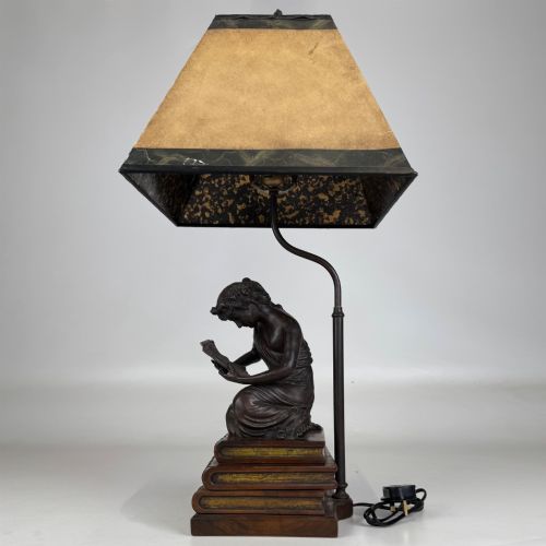 ANTIQUE 19TH CENTURY DECORATIVE BRONZE TABLE LAMP - ADDITIONAL PHOTO 2