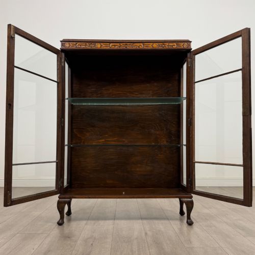 ANTIQUE 20TH CENTURY SMALL GLAZED DISPLAY CABINET IN OAK - ADDITIONAL PHOTO 1