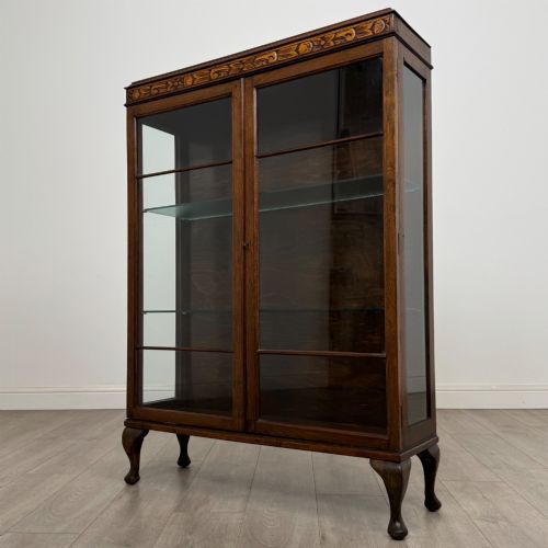 ANTIQUE 20TH CENTURY SMALL GLAZED DISPLAY CABINET IN OAK - ADDITIONAL PHOTO 2