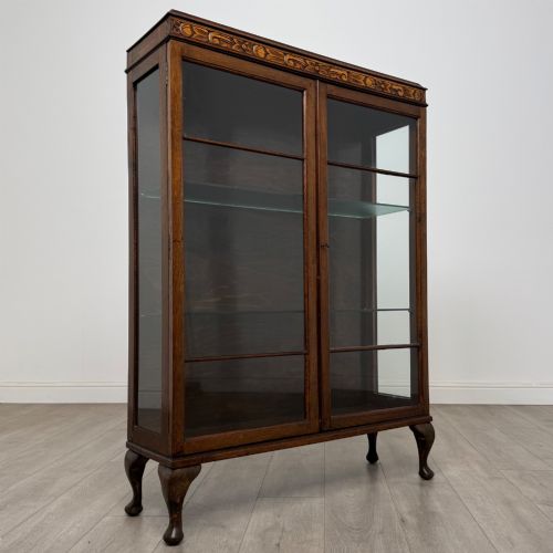 ANTIQUE 20TH CENTURY SMALL GLAZED DISPLAY CABINET IN OAK - ADDITIONAL PHOTO 8