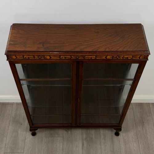 ANTIQUE 20TH CENTURY SMALL GLAZED DISPLAY CABINET IN OAK - ADDITIONAL PHOTO 9