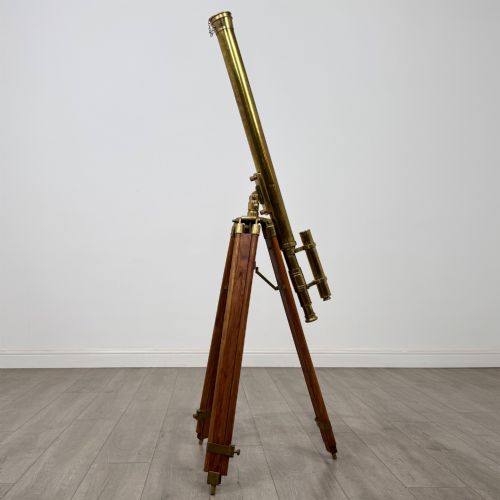 ANTIQUE 20TH CENTURY DECORATIVE BRASS FLOOR STANDING TELESCOPE - ADDITIONAL PHOTO 2