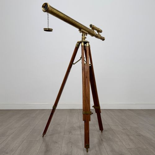 ANTIQUE 20TH CENTURY DECORATIVE BRASS FLOOR STANDING TELESCOPE - ADDITIONAL PHOTO 3