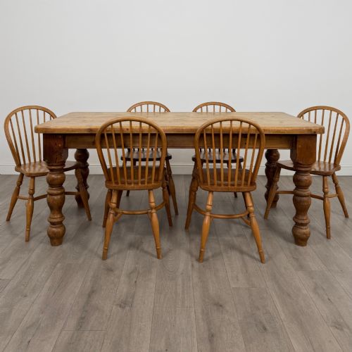 antique 20th century farmhouse dining table with 6 chairs - CATEGORY: ANTIQUE TABLES - DATED EDWARDIAN