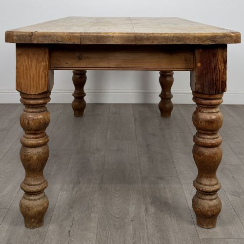 ANTIQUE 20TH CENTURY FARMHOUSE DINING TABLE WITH 6 CHAIRS - ADDITIONAL PHOTO 3