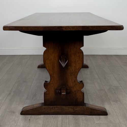 ANTIQUE 20TH CENTURY REFRACTORY STYLE DINING TABLE IN OAK - ADDITIONAL PHOTO 2