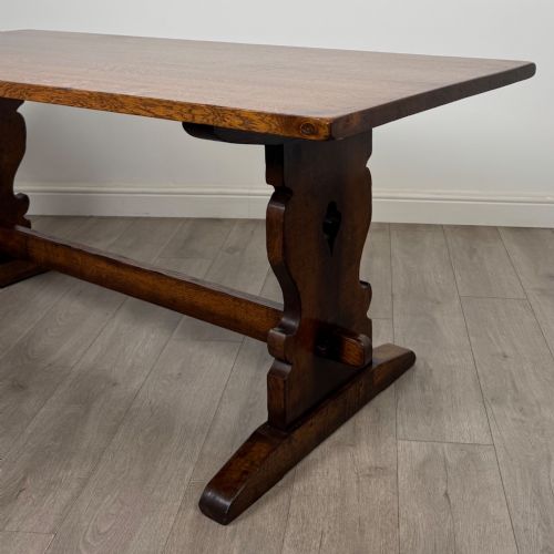 ANTIQUE 20TH CENTURY REFRACTORY STYLE DINING TABLE IN OAK - ADDITIONAL PHOTO 4