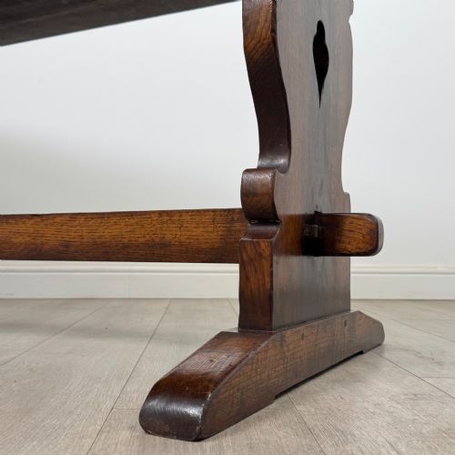 ANTIQUE 20TH CENTURY REFRACTORY STYLE DINING TABLE IN OAK - ADDITIONAL PHOTO 5