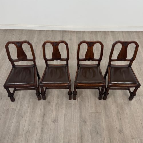 ANTIQUE 20TH CENTURY SET OF 4 EDWARDIAN OAK DINING CHAIRS - ADDITIONAL PHOTO 6