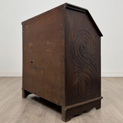 ANTIQUE 19TH CENTURY VICTORIAN GREEN MAN BUREAU IN OAK - ADDITIONAL PHOTO 6