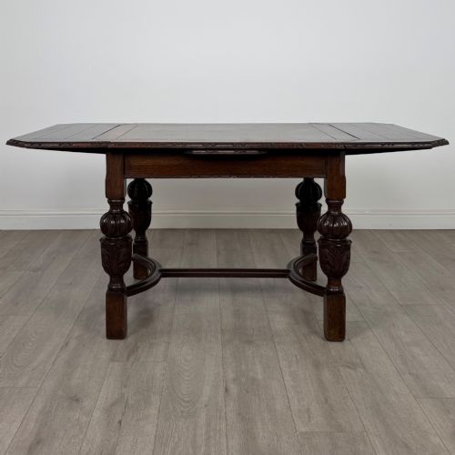 ANTIQUE 20TH CENTURY DRAW LEAF DINING TABLE IN OAK - ADDITIONAL PHOTO 1