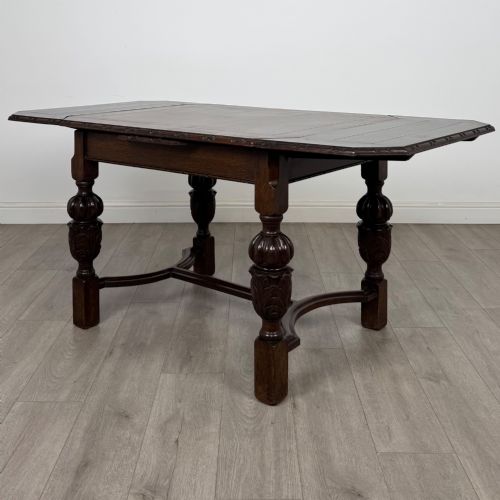 ANTIQUE 20TH CENTURY DINING TABLE WITH 4 DINING CHAIRS IN OAK - ADDITIONAL PHOTO 3