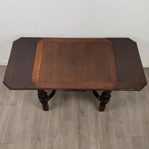 ANTIQUE 20TH CENTURY DINING TABLE WITH 4 DINING CHAIRS IN OAK - ADDITIONAL PHOTO 6