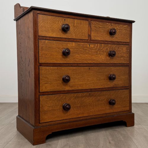 ANTIQUE 19TH CENTURY VICTORIAN CHEST OF DRAWERS IN OAK - ADDITIONAL PHOTO 7