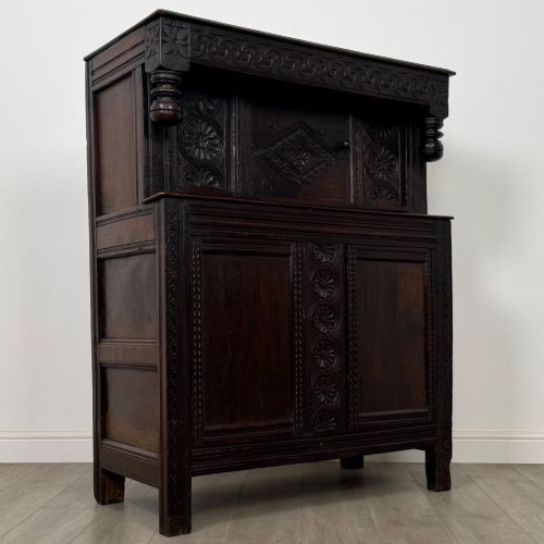 ANTIQUE 18TH CENTURY SMALL GEORGIAN COURT CUPBOARD IN OAK - ADDITIONAL PHOTO 8