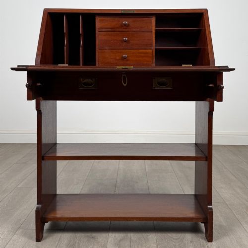 ANTIQUE 19TH CENTURY CAMPAIGN STYLE BUREAU IN MAHOGANY - ADDITIONAL PHOTO 2