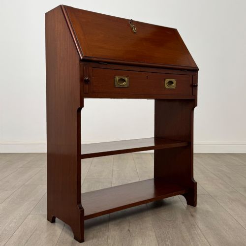 ANTIQUE 19TH CENTURY CAMPAIGN STYLE BUREAU IN MAHOGANY - ADDITIONAL PHOTO 9