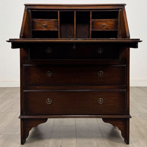 ANTIQUE 20TH CENTURY EDWARDIAN BUREAU IN OAK - ADDITIONAL PHOTO 1