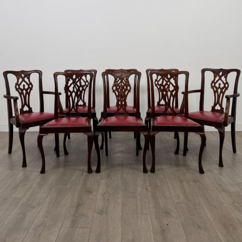 antique 19th century set of 8 chippendale style dining chairs - CATEGORY: ANTIQUE CHAIRS - DATED VICTORIAN