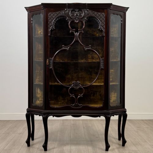 ANTIQUE 19TH CENTURY MAHOGANY DISPLAY CABINET BY MAPLE CO