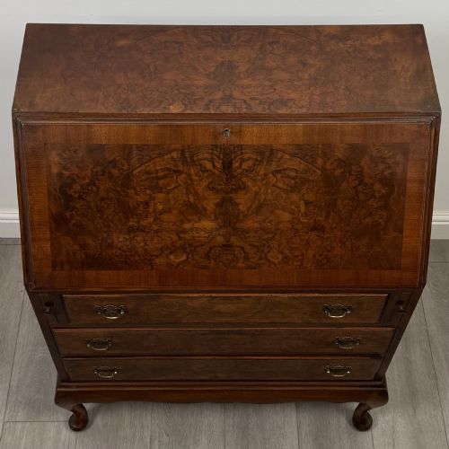 ANTIQUE 20TH CENTURY BUREAU IN BURR WALNUT - ADDITIONAL PHOTO 9