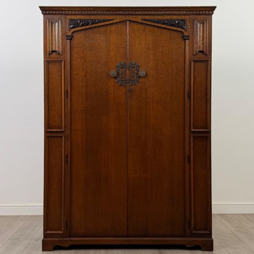 antique 20th century art deco oak wardrobe by wrighton - CATEGORY: ANTIQUE WARDROBES - DATED EDWARDIAN