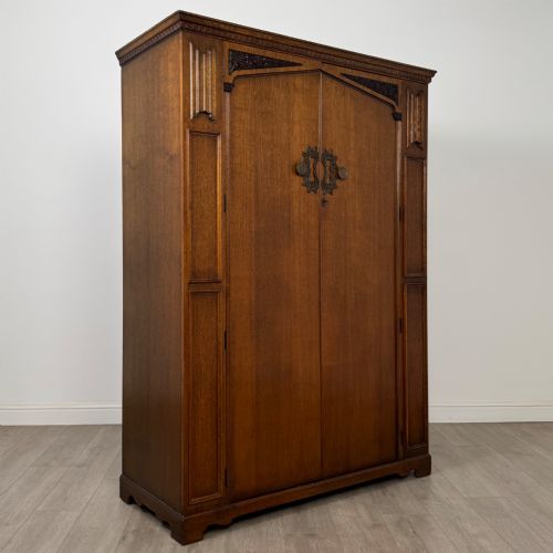 ANTIQUE 20TH CENTURY ART DECO OAK WARDROBE BY WRIGHTON - ADDITIONAL PHOTO 8