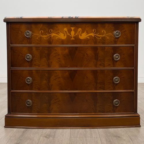 antique 20th century marble top mahogany chest of drawers - CATEGORY: ANTIQUE CHEST OF DRAWERS - DATED EDWARDIAN