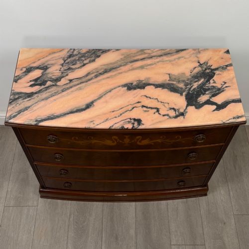 ANTIQUE 20TH CENTURY MARBLE TOP MAHOGANY CHEST OF DRAWERS - ADDITIONAL PHOTO 8