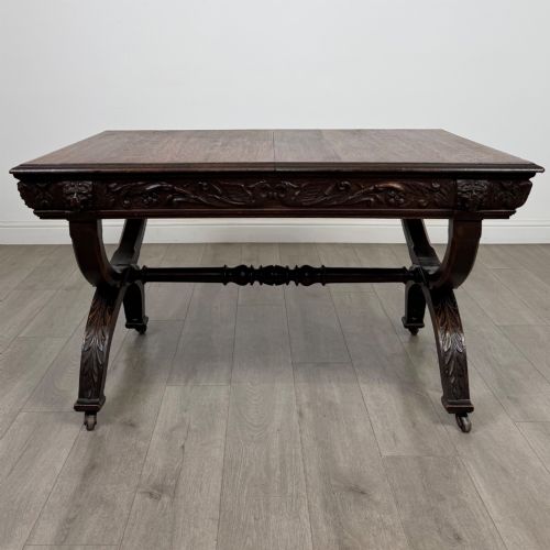 ANTIQUE 19TH CENTURY VICTORIAN CARVED OAK CENTRE TABLE - ADDITIONAL PHOTO 1