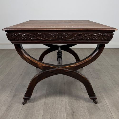 ANTIQUE 19TH CENTURY VICTORIAN CARVED OAK CENTRE TABLE - ADDITIONAL PHOTO 2