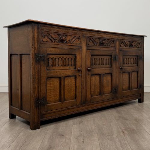 ANTIQUE 20TH CENTURY JACOBEAN STYLE SIDEBOARD IN OAK - ADDITIONAL PHOTO 8