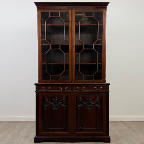 ANTIQUE 19TH CENTURY GLAZED BOOKCASE IN MAHOGANY - ADDITIONAL PHOTO 1
