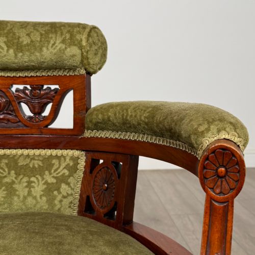 ANTIQUE 20TH CENTURY EDWARDIAN PAIR OF TUB CHAIRS IN WALNUT - ADDITIONAL PHOTO 10