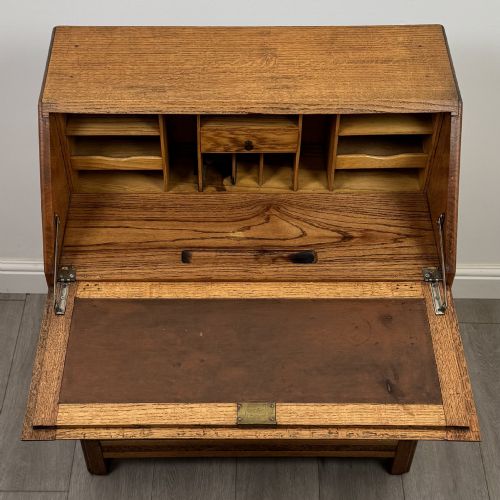 ANTIQUE 20TH CENTURY ART DECO STYLE GOLDEN OAK BUREAU - ADDITIONAL PHOTO 10