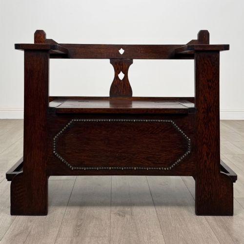 ANTIQUE 20TH CENTURY EDWARDIAN HALL SEAT IN OAK