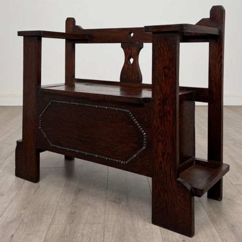 ANTIQUE 20TH CENTURY EDWARDIAN HALL SEAT IN OAK - ADDITIONAL PHOTO 1