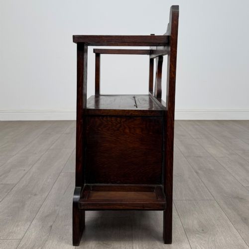 ANTIQUE 20TH CENTURY EDWARDIAN HALL SEAT IN OAK - ADDITIONAL PHOTO 2