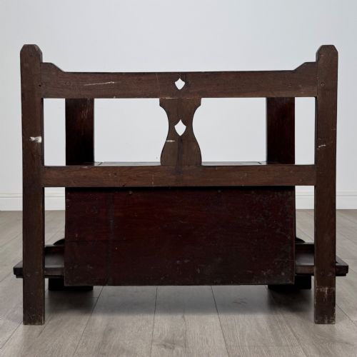 ANTIQUE 20TH CENTURY EDWARDIAN HALL SEAT IN OAK - ADDITIONAL PHOTO 4
